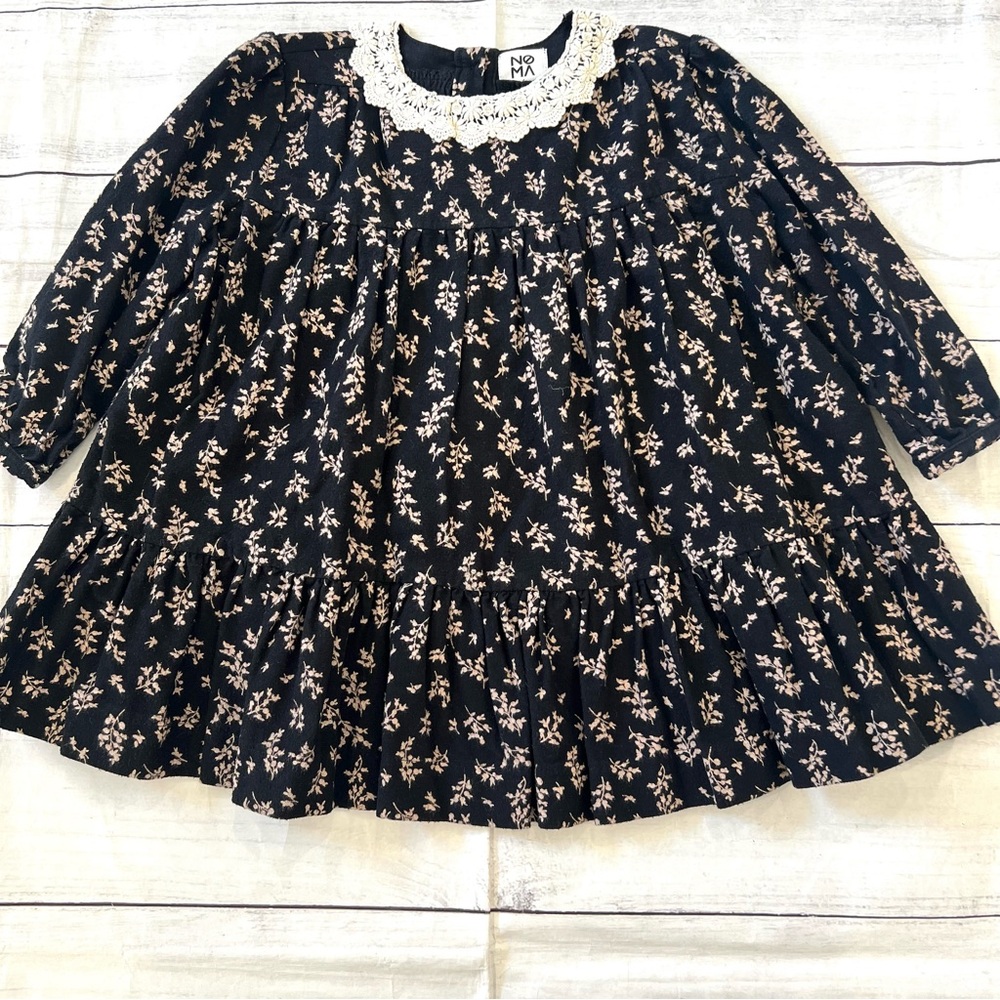 Noma Black Tiered Dress With Crochet Collar